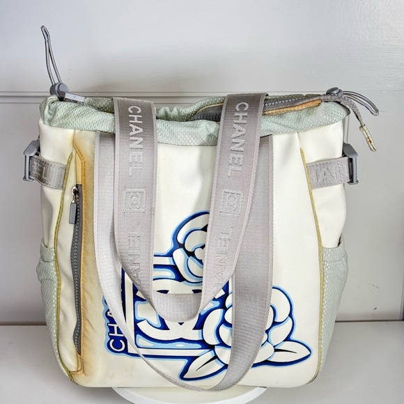 Authentic Chanel Sports Line Camellia Shoulder Tote Bag - Picture 4 of 12